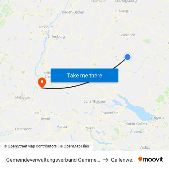 Gemeindeverwaltungsverband Gammertingen to Gallenweiler map
