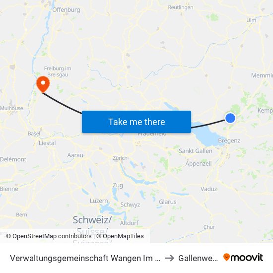 Verwaltungsgemeinschaft Wangen Im Allgäu to Gallenweiler map