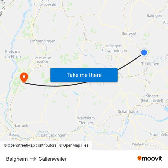 Balgheim to Gallenweiler map