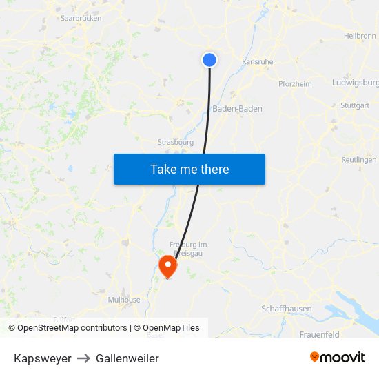 Kapsweyer to Gallenweiler map