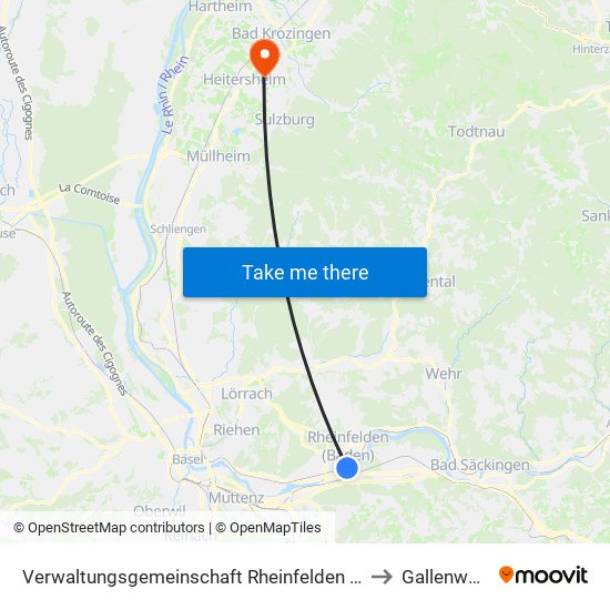 Verwaltungsgemeinschaft Rheinfelden (Baden) to Gallenweiler map