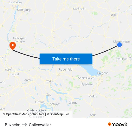 Buxheim to Gallenweiler map