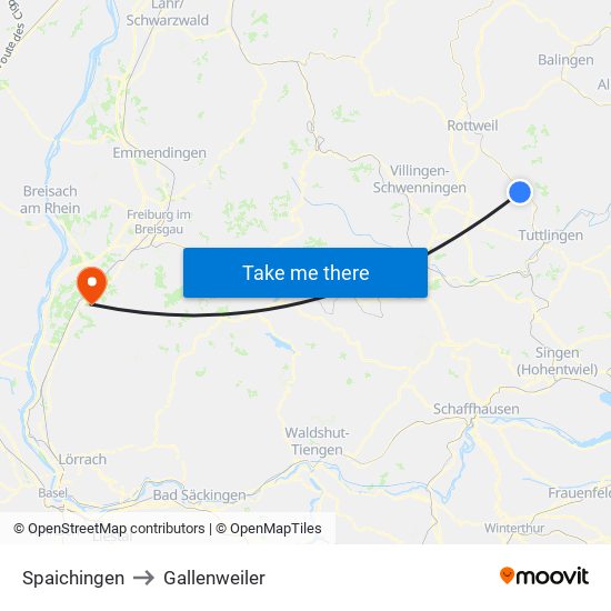 Spaichingen to Gallenweiler map