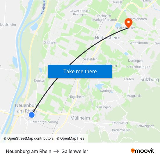 Neuenburg am Rhein to Gallenweiler map