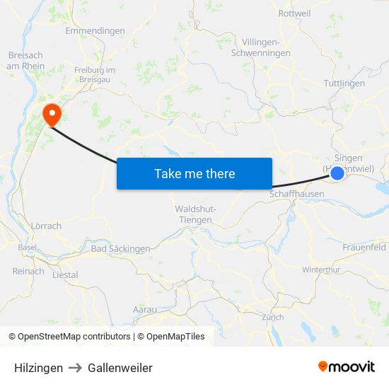 Hilzingen to Gallenweiler map