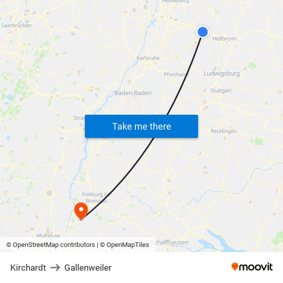 Kirchardt to Gallenweiler map