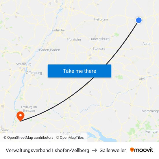 Verwaltungsverband Ilshofen-Vellberg to Gallenweiler map