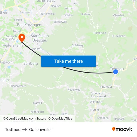 Todtnau to Gallenweiler map