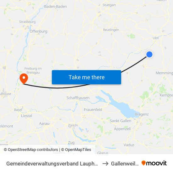 Gemeindeverwaltungsverband Laupheim to Gallenweiler map