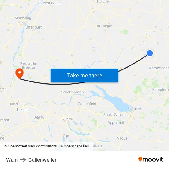 Wain to Gallenweiler map