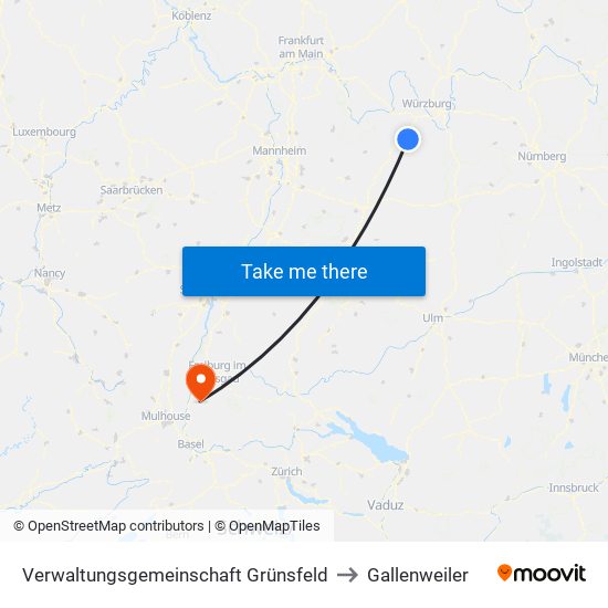 Verwaltungsgemeinschaft Grünsfeld to Gallenweiler map