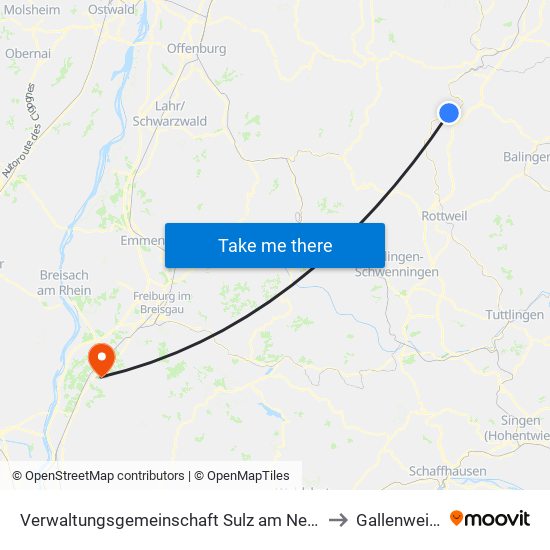 Verwaltungsgemeinschaft Sulz am Neckar to Gallenweiler map