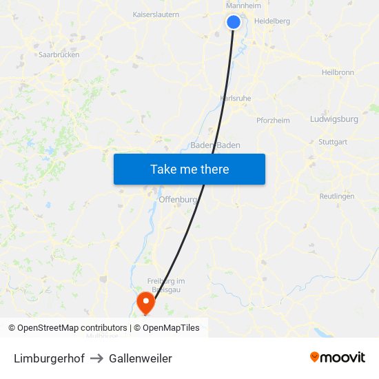 Limburgerhof to Gallenweiler map