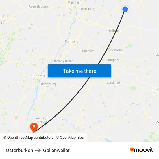 Osterburken to Gallenweiler map