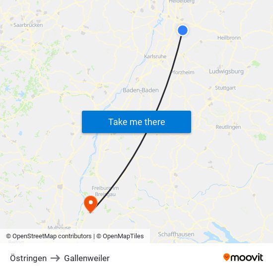 Östringen to Gallenweiler map