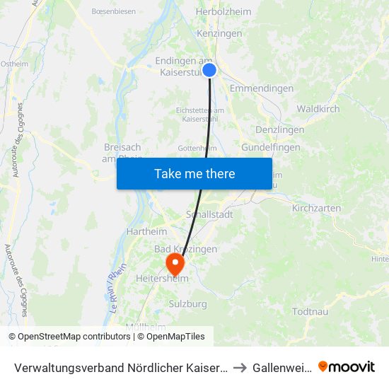 Verwaltungsverband Nördlicher Kaiserstuhl to Gallenweiler map