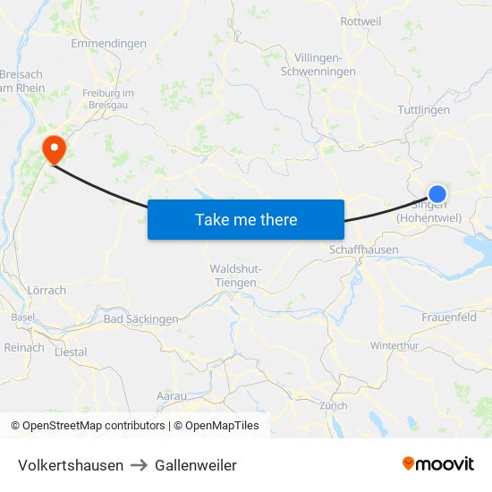 Volkertshausen to Gallenweiler map