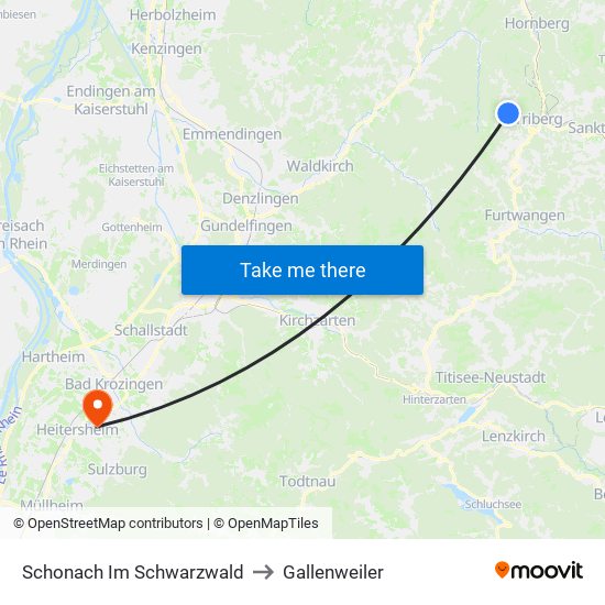 Schonach Im Schwarzwald to Gallenweiler map