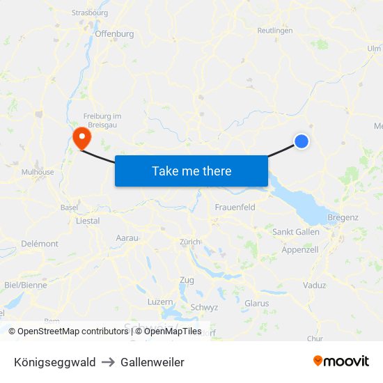 Königseggwald to Gallenweiler map
