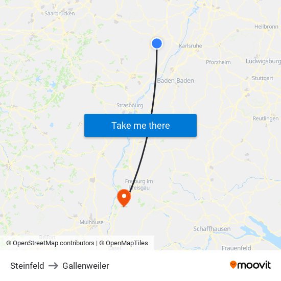 Steinfeld to Gallenweiler map