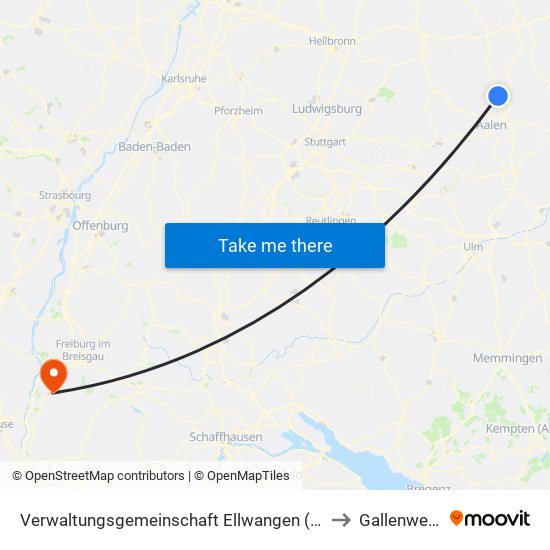 Verwaltungsgemeinschaft Ellwangen (Jagst) to Gallenweiler map