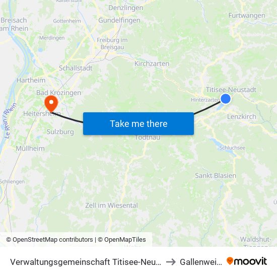 Verwaltungsgemeinschaft Titisee-Neustadt to Gallenweiler map