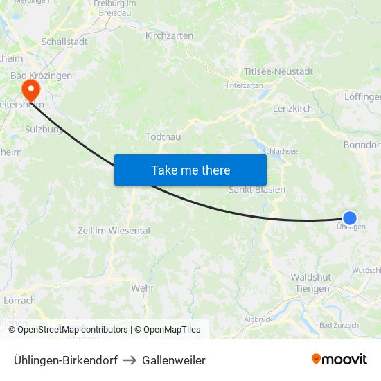 Ühlingen-Birkendorf to Gallenweiler map