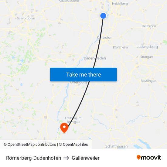 Römerberg-Dudenhofen to Gallenweiler map