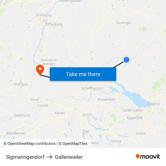 Sigmaringendorf to Gallenweiler map