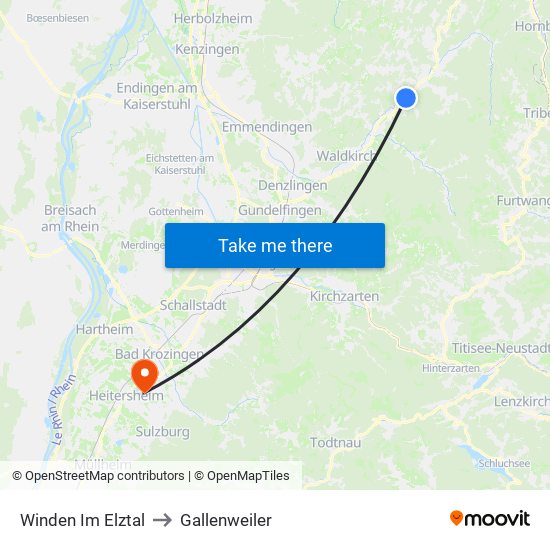 Winden Im Elztal to Gallenweiler map