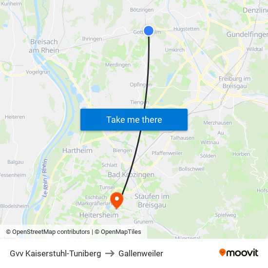 Gvv Kaiserstuhl-Tuniberg to Gallenweiler map