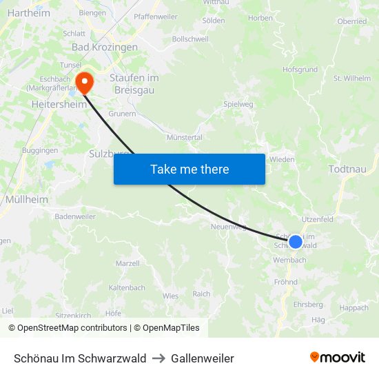 Schönau Im Schwarzwald to Gallenweiler map