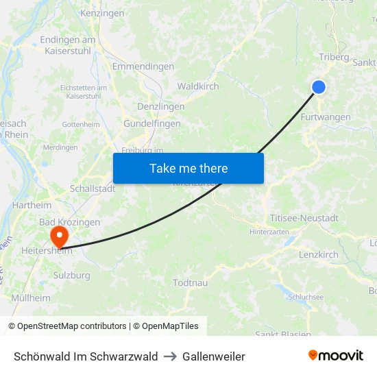 Schönwald Im Schwarzwald to Gallenweiler map