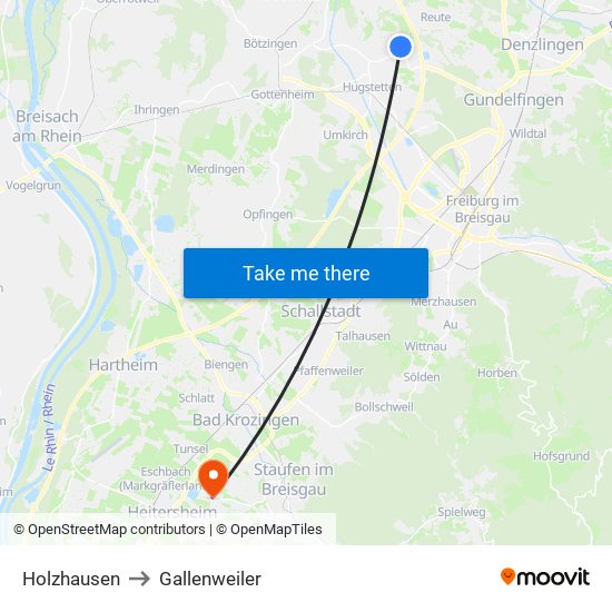 Holzhausen to Gallenweiler map