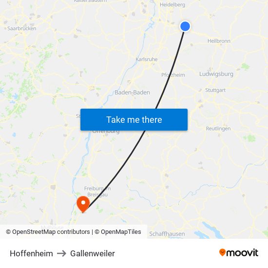 Hoffenheim to Gallenweiler map