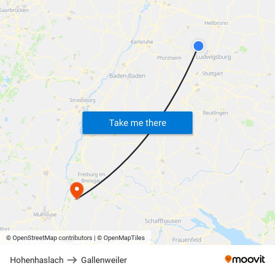 Hohenhaslach to Gallenweiler map