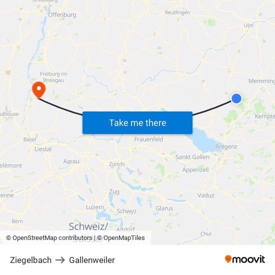 Ziegelbach to Gallenweiler map