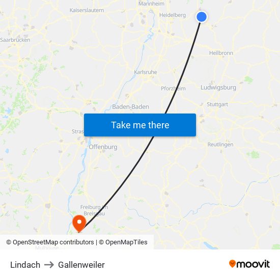 Lindach to Gallenweiler map