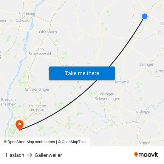 Haslach to Gallenweiler map