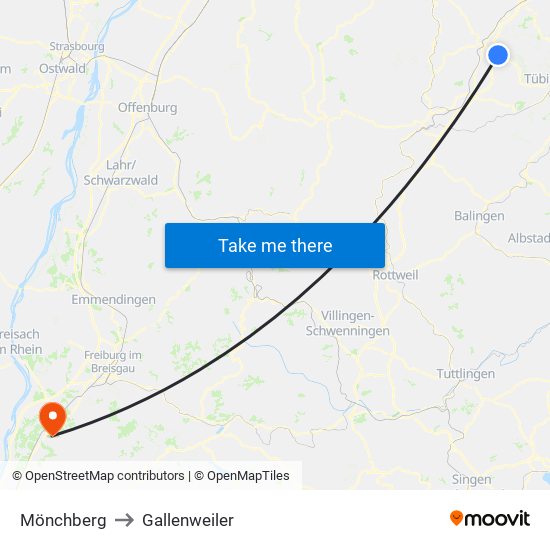 Mönchberg to Gallenweiler map