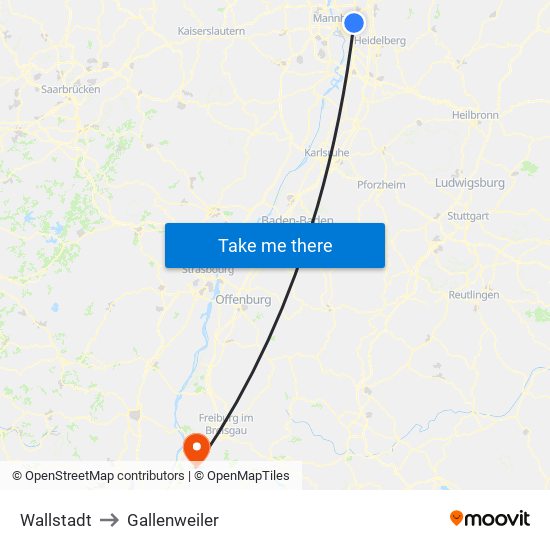 Wallstadt to Gallenweiler map