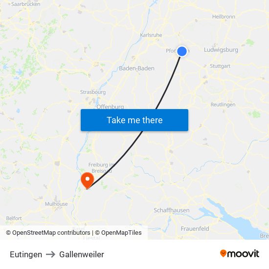 Eutingen to Gallenweiler map