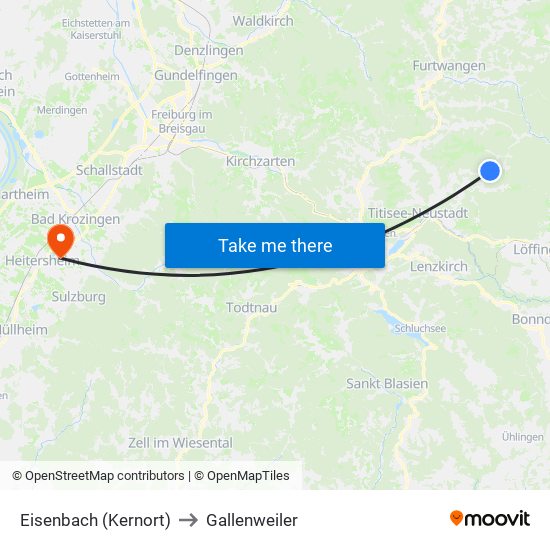 Eisenbach (Kernort) to Gallenweiler map