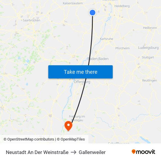 Neustadt An Der Weinstraße to Gallenweiler map