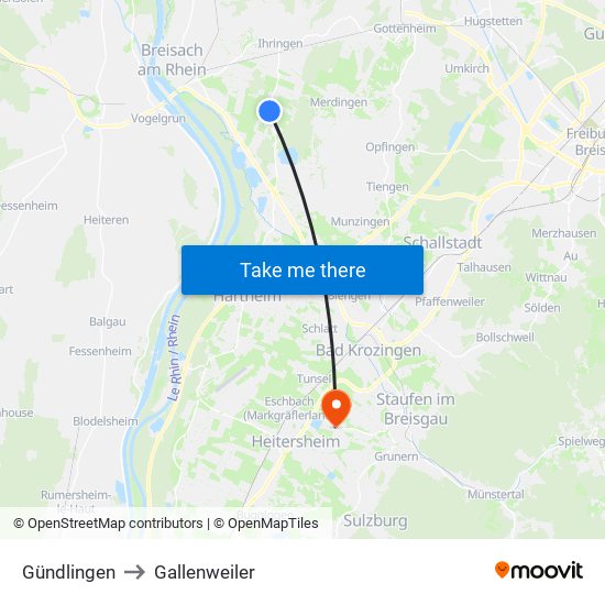 Gündlingen to Gallenweiler map