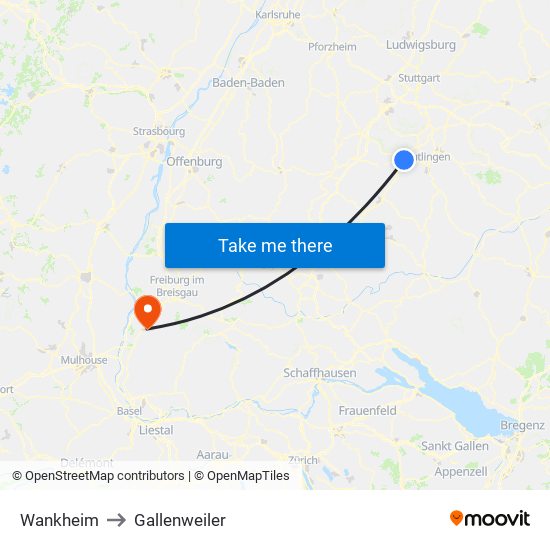 Wankheim to Gallenweiler map