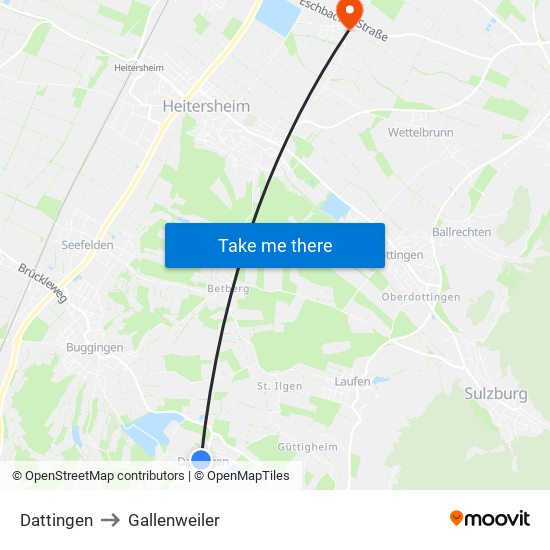 Dattingen to Gallenweiler map