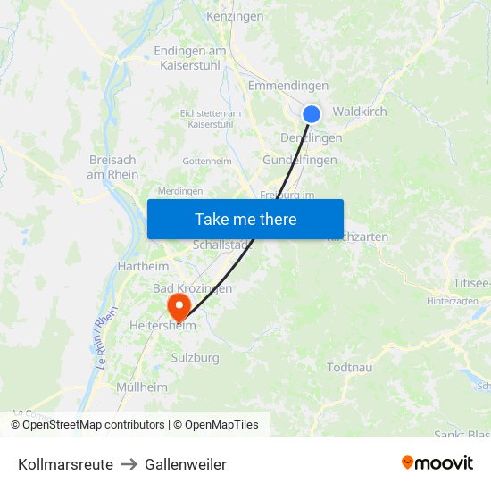 Kollmarsreute to Gallenweiler map