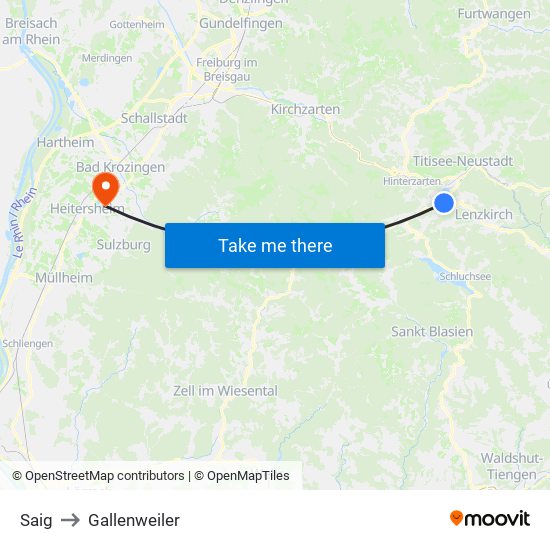 Saig to Gallenweiler map