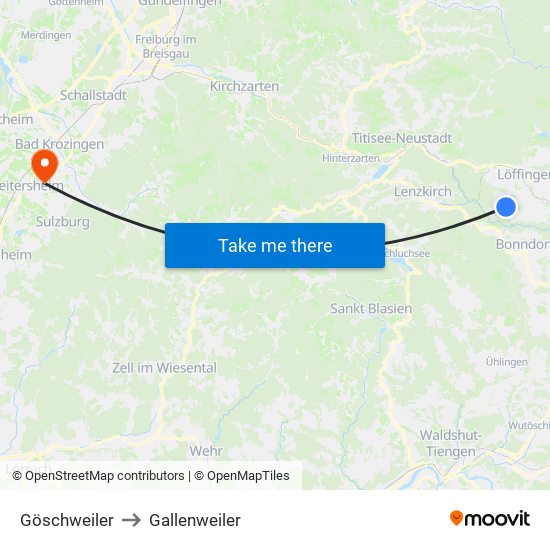 Göschweiler to Gallenweiler map